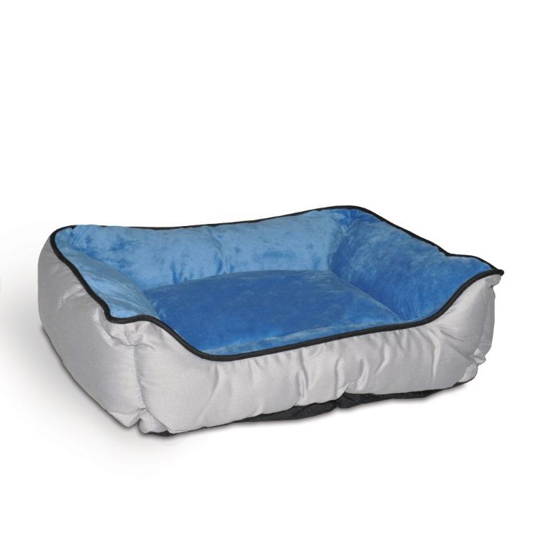 K&H Pet Products Lounge Sleeper Self-Warming Pet Bed Gray / Blue 16" x 20" x 6"