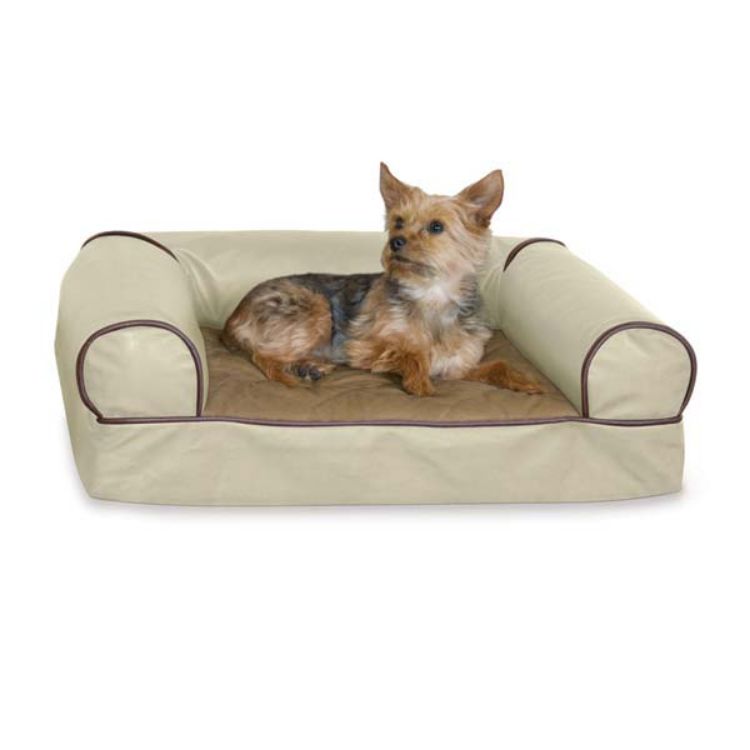 K&H Pet Products Memory Foam Cozy Sofa Pet Bed Medium White Chocolate 33" x 24" x 9" 