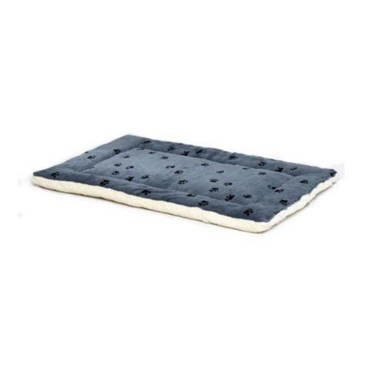 Midwest Quiet Time Reversible Fleece Paw Print Dog Mat Blue / White 17" x 11"