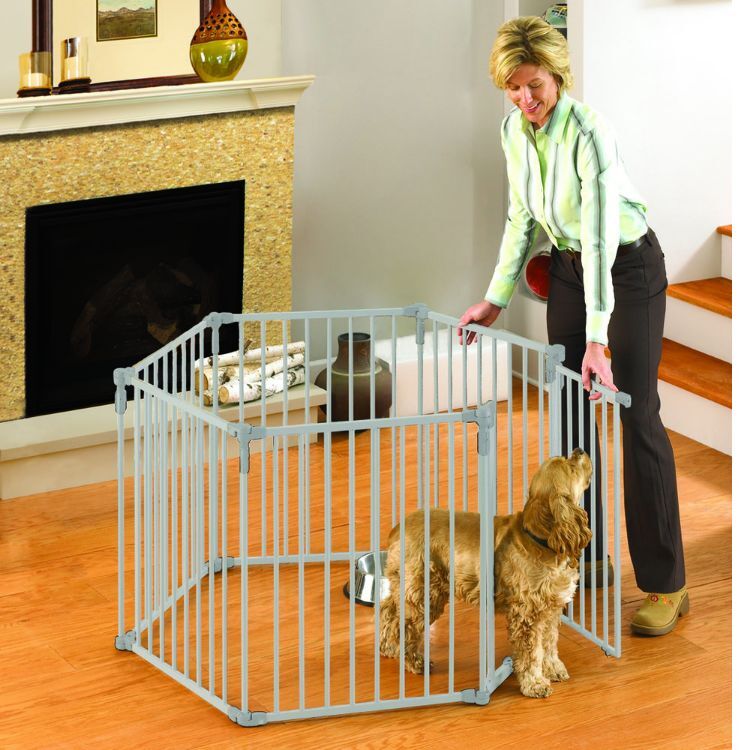 North States 3-in-1 Metal Superyard Pet Pen 6 Panels White 24" x 30"