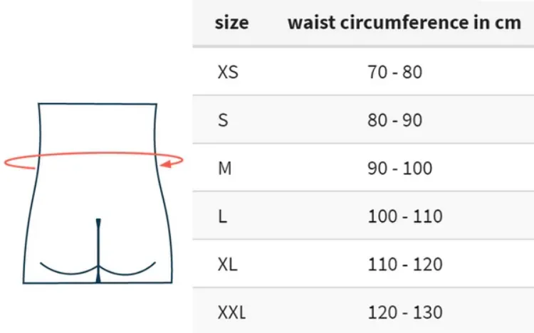 Size Chart For Vertebradyn Light Lumbar Traction Brace