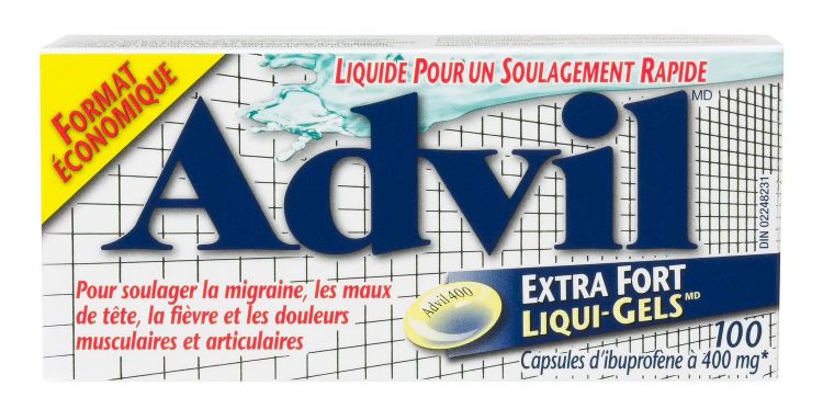 Advil Extra Strength - 100 Liquid Gels  A fast pain relief solution to your muscle problems, headache, and pain in your tooth. Fast-acting pain relief liquid gels from Canada.