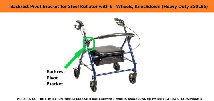 Picture of Backrest Pivot Bracket for Steel Rollator with 6” Wheels, Knockdown (Heavy Duty 350LBS)
