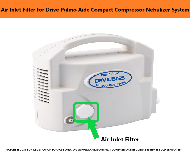Air Inlet Filter for Drive Pulmo Aide Compact Compressor Nebulizer System