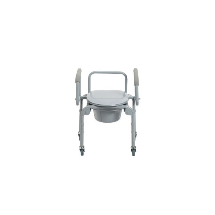 Picture of Drive Medical Steel Drop-Arm Commode with Wheels and Padded Armrests – 300 lb Capacity, Adjustable Height
