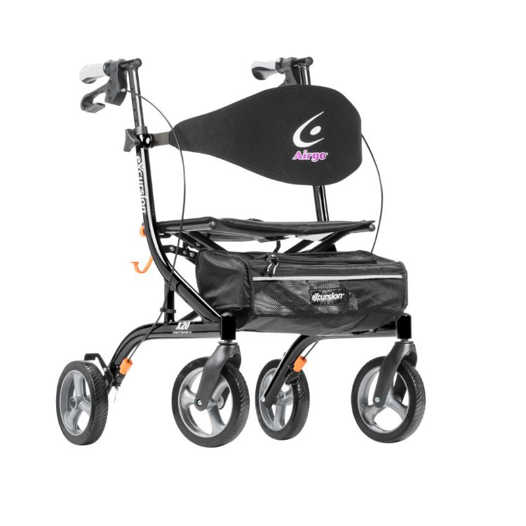 Airgo eXcursion X20 Lightweight Side-Fold Rollator in Pearl Black