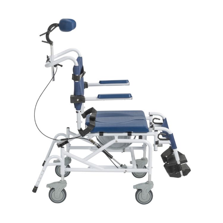 Rehab Tilt-In-Space Aluminum Shower Chair Commode With Footrests