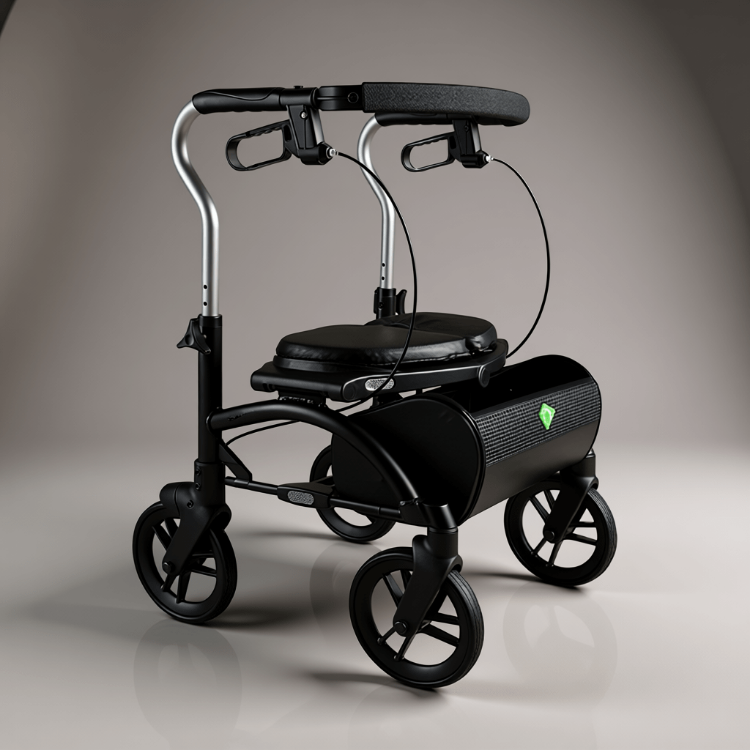 Xpresso Lite Series black rollator walker for mobility support