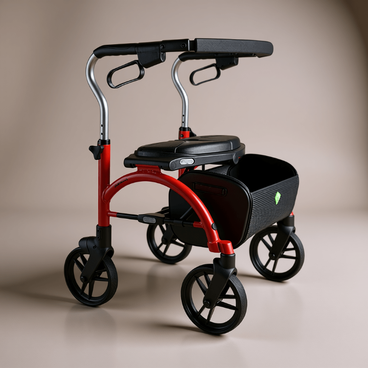 Evolution Xpresso folding rollator walker seat and basket view 18lbs 