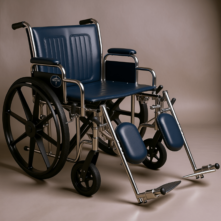 Heavy-duty bariatric Medline Excel wheelchair with 22-inch extra wide seat for enhanced comfort