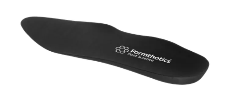 Low Volume Single Firm Formthotic black orthotic with tapered toe and lower arch profile