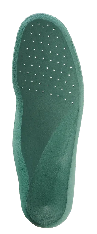 Slimfit Dual Medium Perforated Formthotic green slim-profile orthotic with perforated forefoot