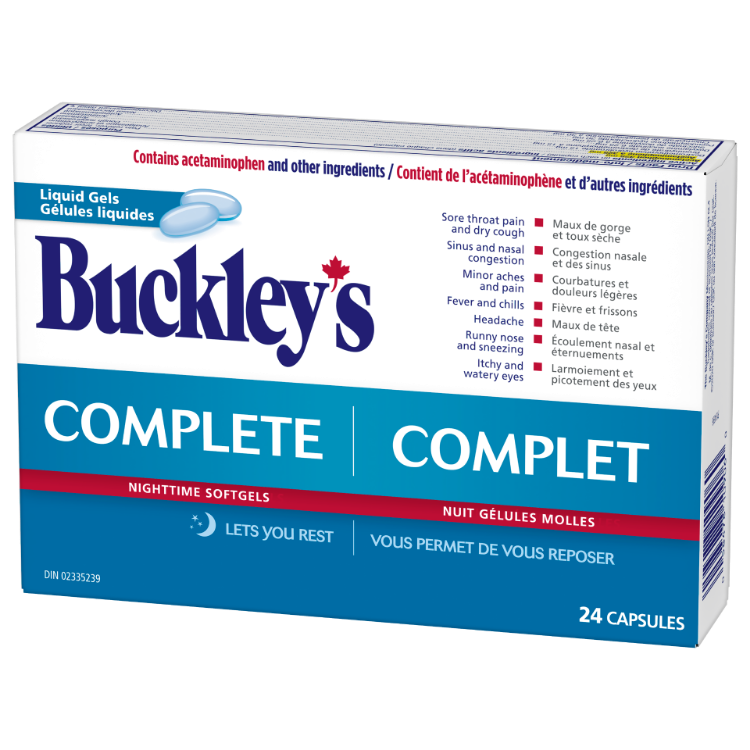 Buckley’s Complete Nighttime Liquid Gels 24 count cold and flu relief