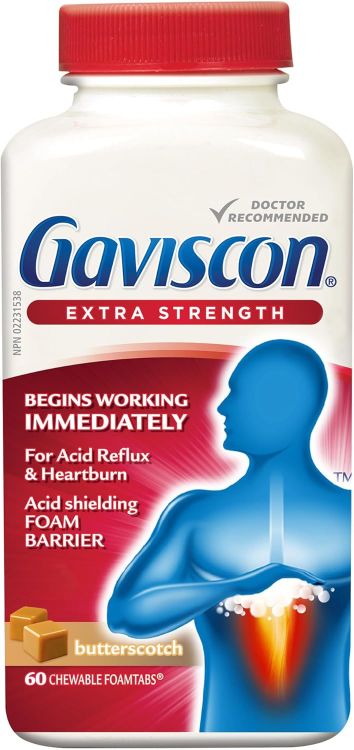 Gaviscon Extra Strength butterscotch tablets 60 count front view