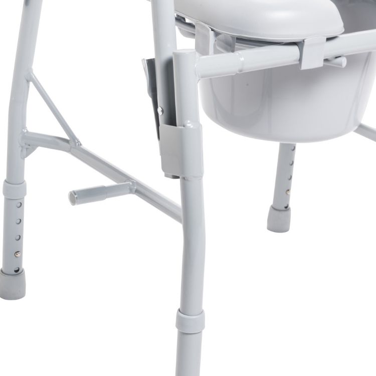 Drop arm steel commode with padded deep seat