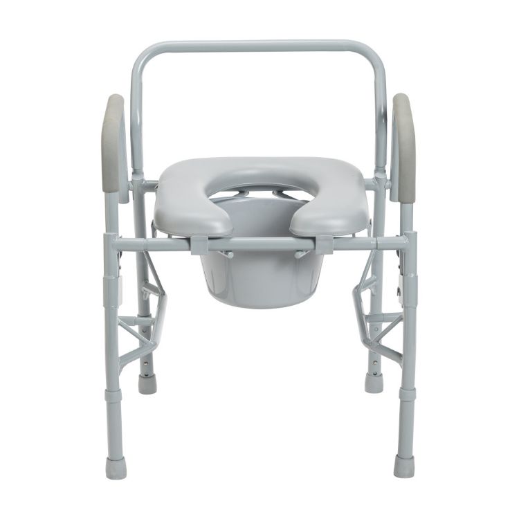 Drop arm steel commode with padded deep seat