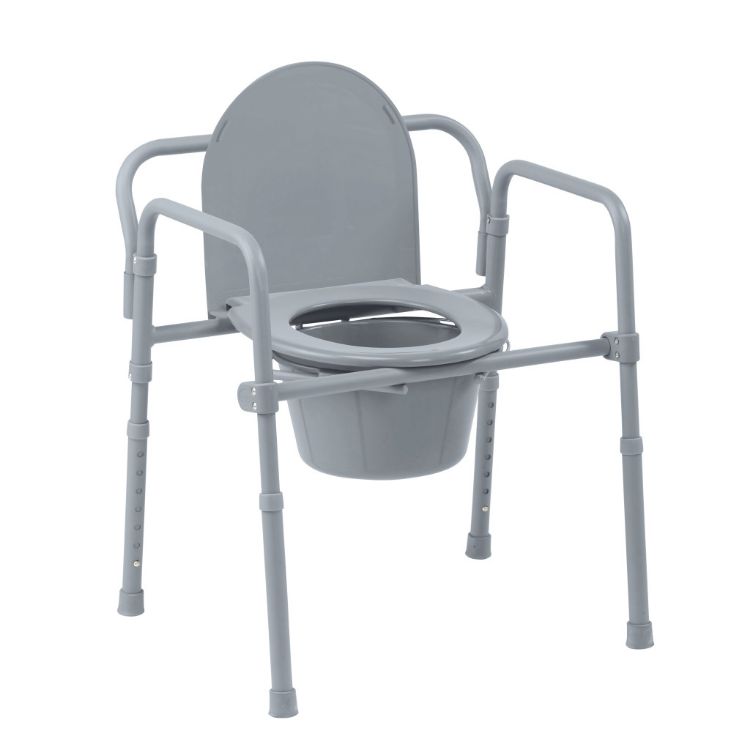 Competitive Edge Line 3-in-1 folding commode with bucket and lid