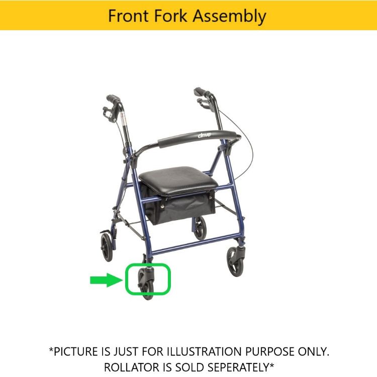 Front Fork Assembly for Adjustable Height Rollator, 6" Casters I Blue I Right