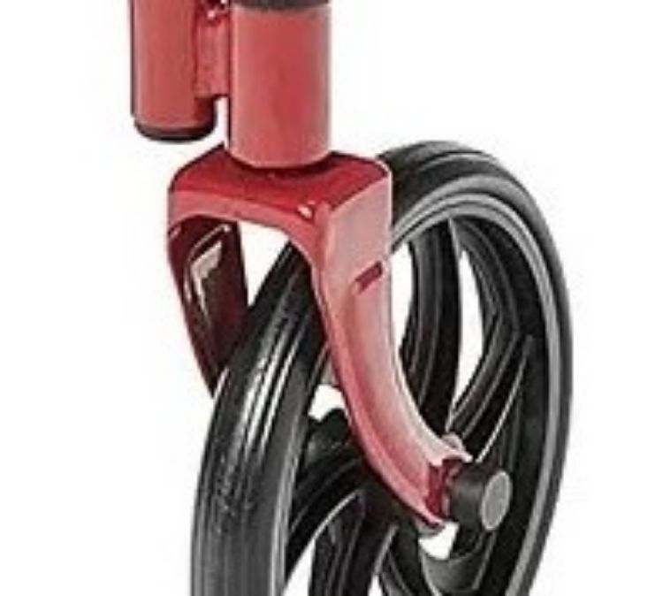 Front Fork Assembly for Adjustable Height Rollator, 6" Casters I Red I Left