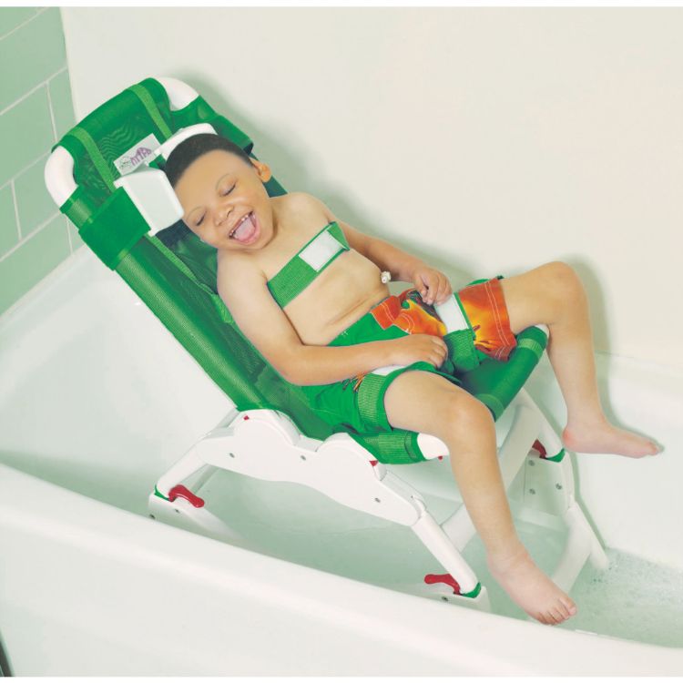 Otter bathing system adjustable shower chair with supportive fabric