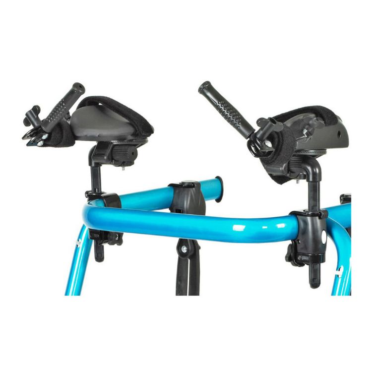Adjustable forearm platforms mounted on Moxie walker handlebar
