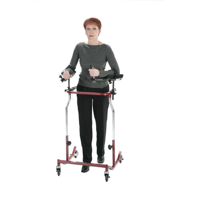 Adjustable forearm platforms with rotating armrests and angle adjustable handgrips