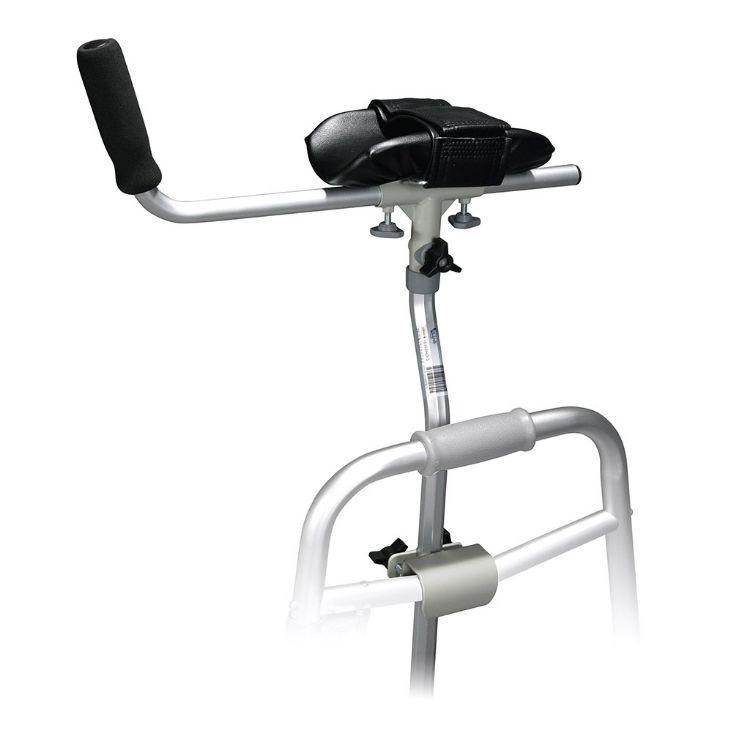 Bariatric platform walker attachment with padded forearm cradle and strap