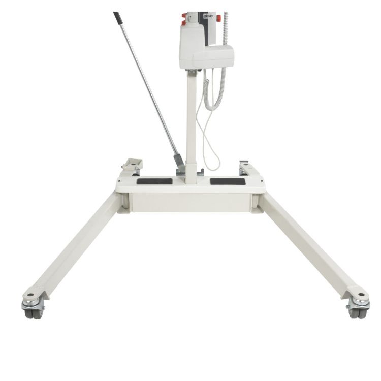Reinforced sturdy base frame of the Drive Medical bariatric battery-powered patient lift, designed for enhanced stability and safe bariatric patient transfers.