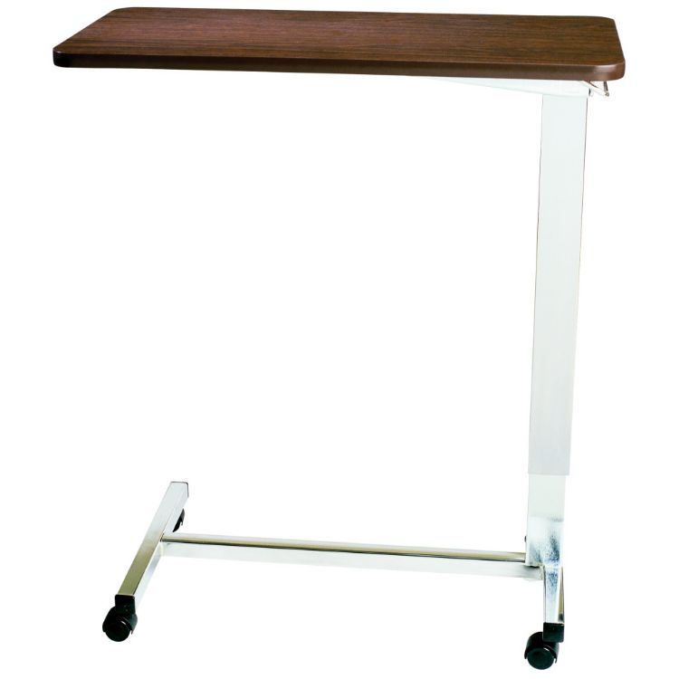 Non-tilt automatic overbed table with H base and adjustable height
