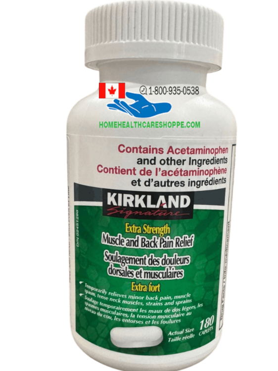 New Packaging Kirkland Extra Strength Muscle and Back Pain Relief with 180 caplets