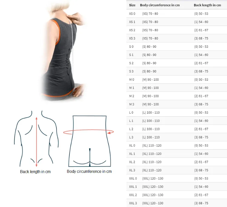 measure for the VERTEBRADYN OSTEO back brace for osteoporosis posture support and spinal stabilization