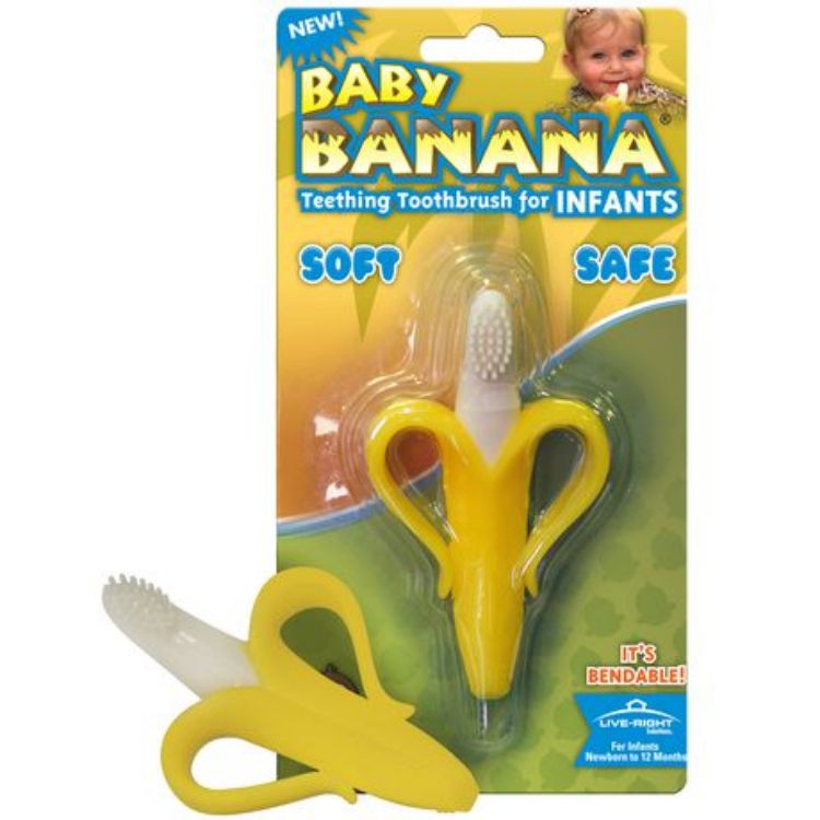 Baby Banana Teether Toothbrush silicone infant teething and brushing tool